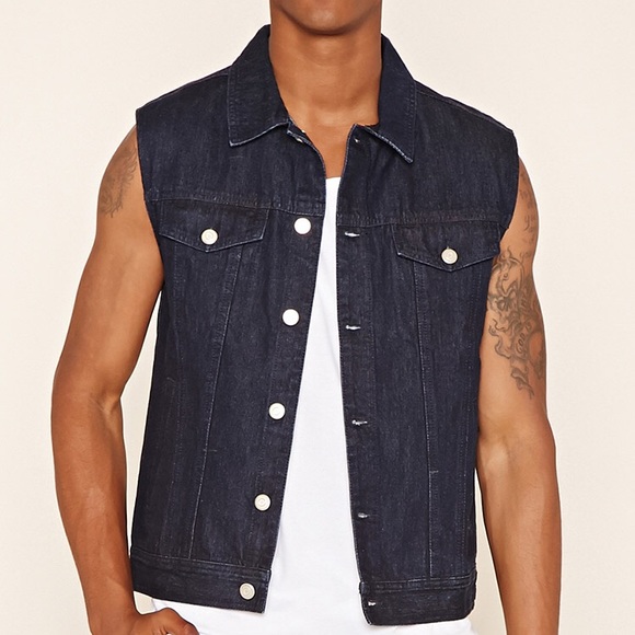 mens blue jean vest